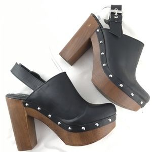 High heel clogs platform block studded black vegan High heel clogs platform block studded black vegan